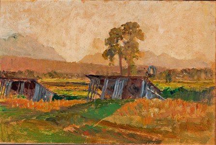 Marie Egner - Landschaft mit Heuhütten
