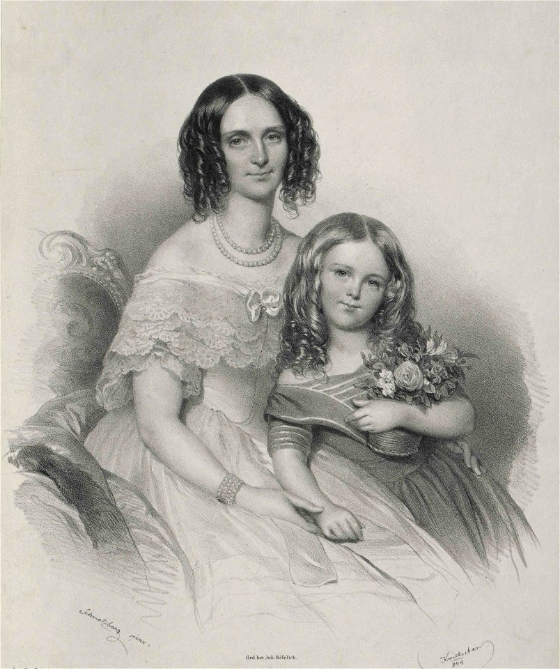 Marie Czernin (1806-1872) with daughter crop