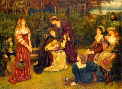 Marie Spartali Stillman - Fiammetta Singing. Free illustration for personal and commercial use.