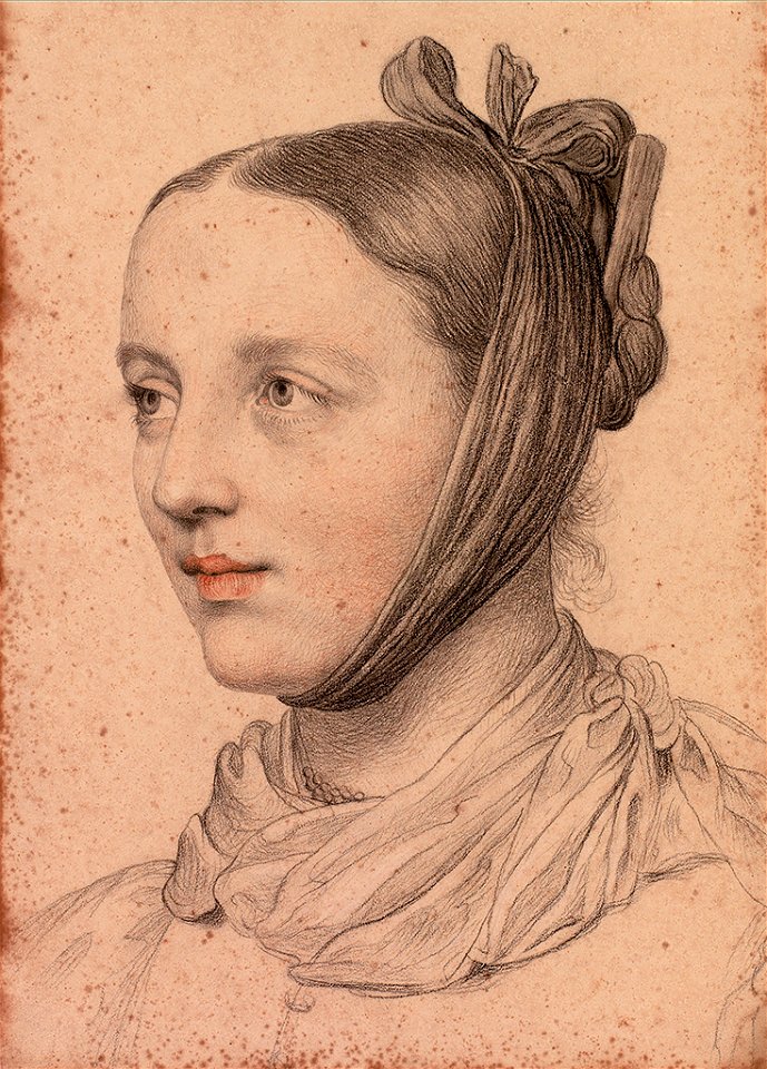Marie Ellenrieder Portrait einer jungen Frau mit gezopfter Frisur und Kinnschal