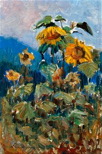 Marie Egner - Study of Sunflowers. Free illustration for personal and commercial use.