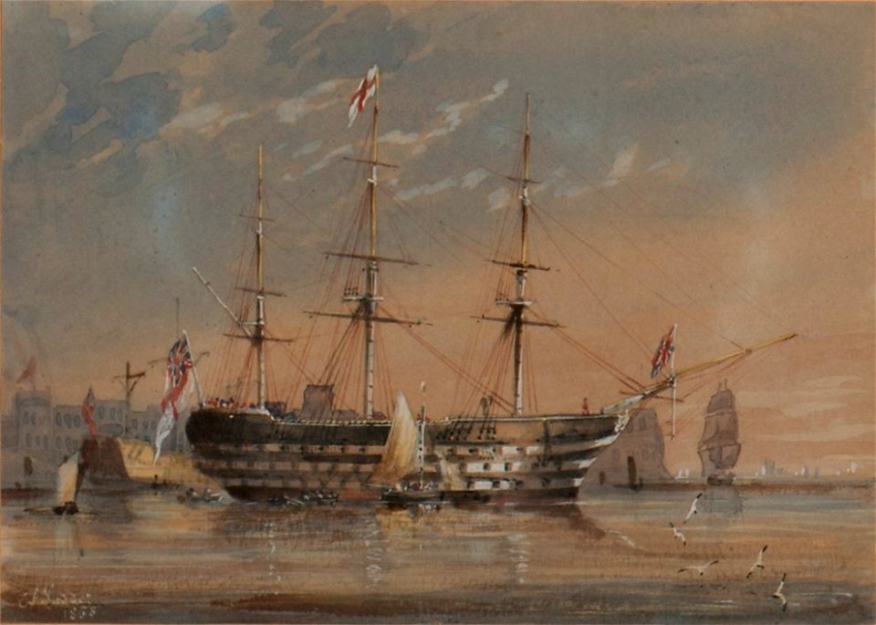 Marinmotiv-Amiralsfartyg, flaggskepp, 100 kanoner skepp - Sjöhistoriska museet - O 04027