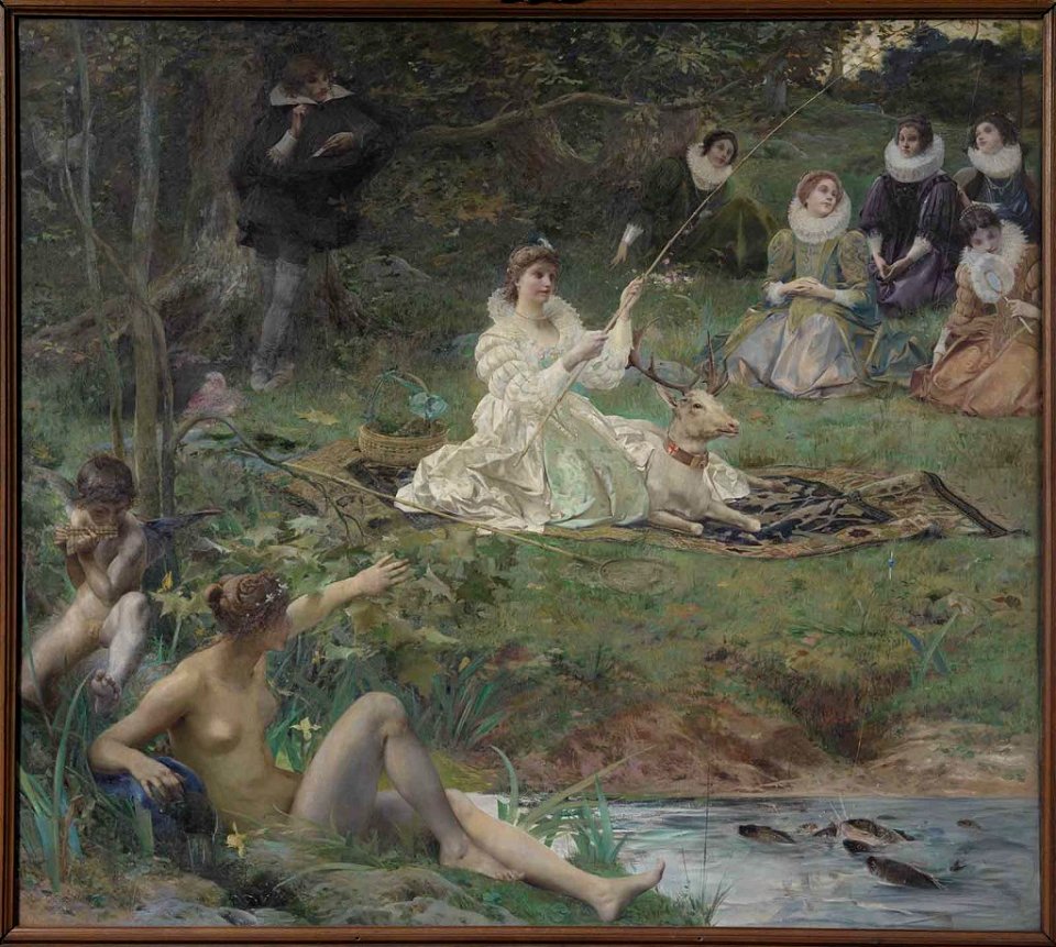 Marie Felice des Ursins et Théophile de Viau à la Maison de Sylvie - Merson - Musée Condé