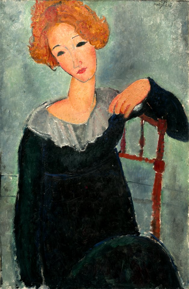 Amedeo Modigliani - Woman with Red Hair (1917). Free illustration for personal and commercial use.