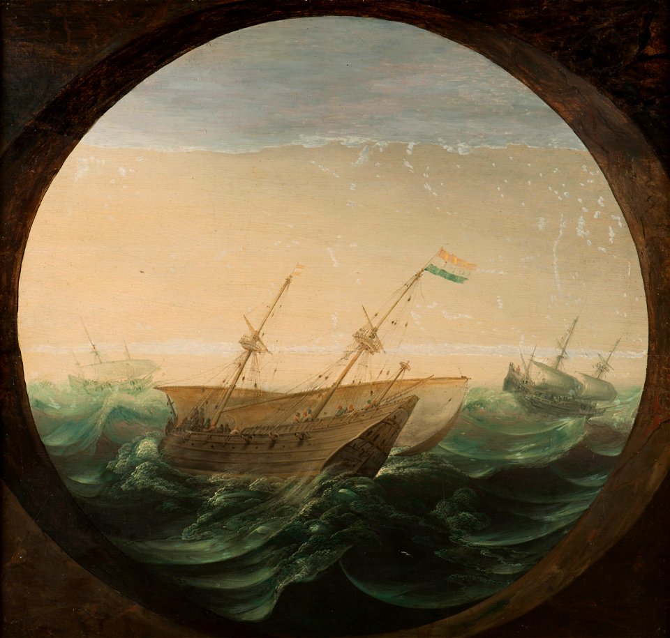 Marinmotiv-Stormbild, holländsk galleon - Sjöhistoriska museet - O 11949