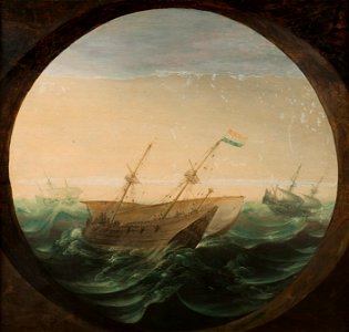 Marinmotiv-Stormbild, holländsk galleon - Sjöhistoriska museet - O 11949