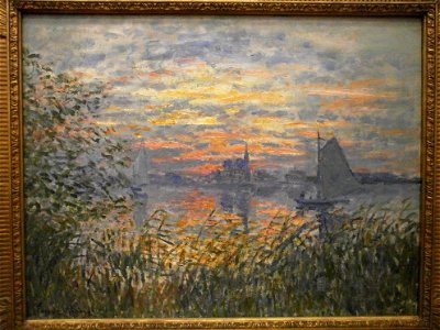 Marine view with a sunset (Claude Monet). Free illustration for personal and commercial use.