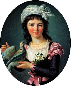 Marie-Victoire Lemoine - Jeune fille tenant une colombe, 1793. Free illustration for personal and commercial use.