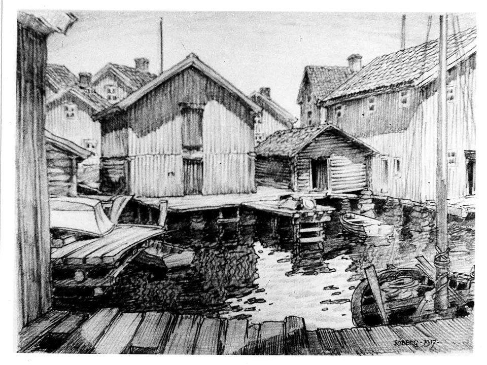 Marinmotiv-Gullholmens fiskeläge - Sjöhistoriska museet - S 0993
