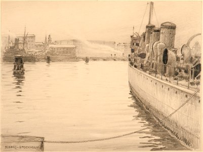 Marinmotiv-Jagare vid Galärvarvet - Sjöhistoriska museet - O 08943