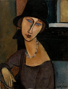 Jeanne Hébuterne (au chapeau) by Amedeo Modigliani. Free illustration for personal and commercial use.