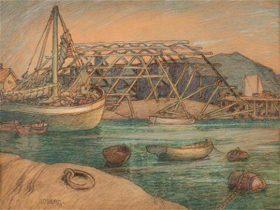 Marinmotiv-Fiskebåt - Sjöhistoriska museet - S 1025