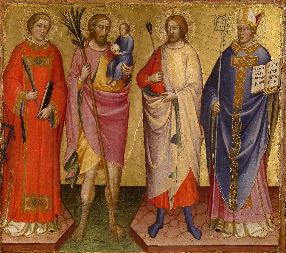 Mariotto di Nardo - Saints Lawrence, Christopher, Sebastian, and a Bishop Saint - Walters 37746