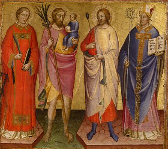 Mariotto di Nardo - Saints Lawrence, Christopher, Sebastian, and a Bishop Saint - Walters 37746