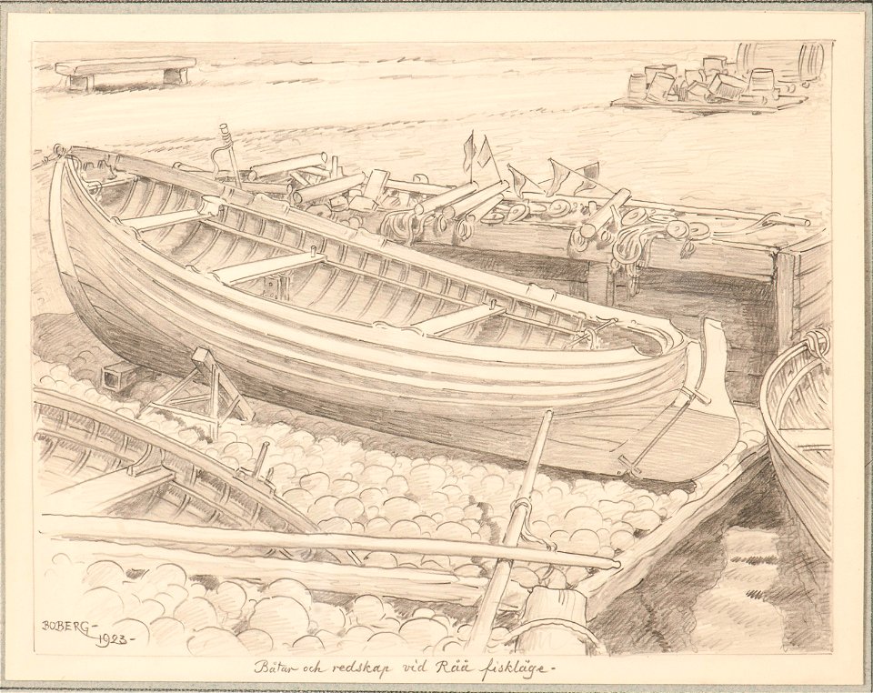 Marinmotiv-Roddbåt, rundgattad - Sjöhistoriska museet - S 0994