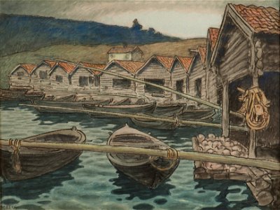Marinmotiv-Ulvöns fiskeläge - Sjöhistoriska museet - S 1021