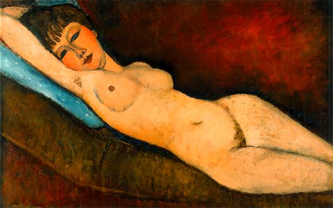Amedeo Modigliani Nu Couché au coussin Bleu. Free illustration for personal and commercial use.