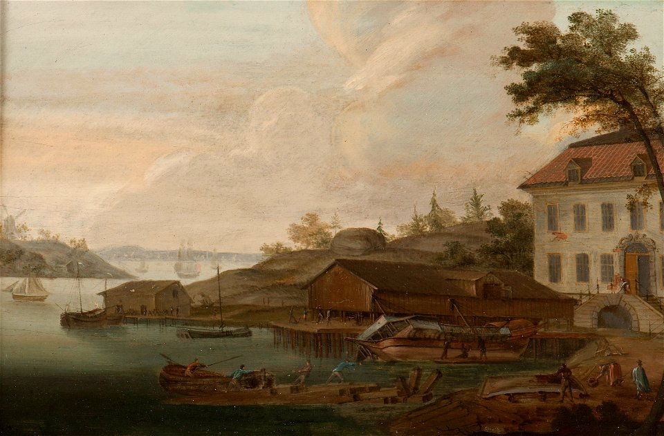 Marinmotiv-Varv, galär - Sjöhistoriska museet - O 11327