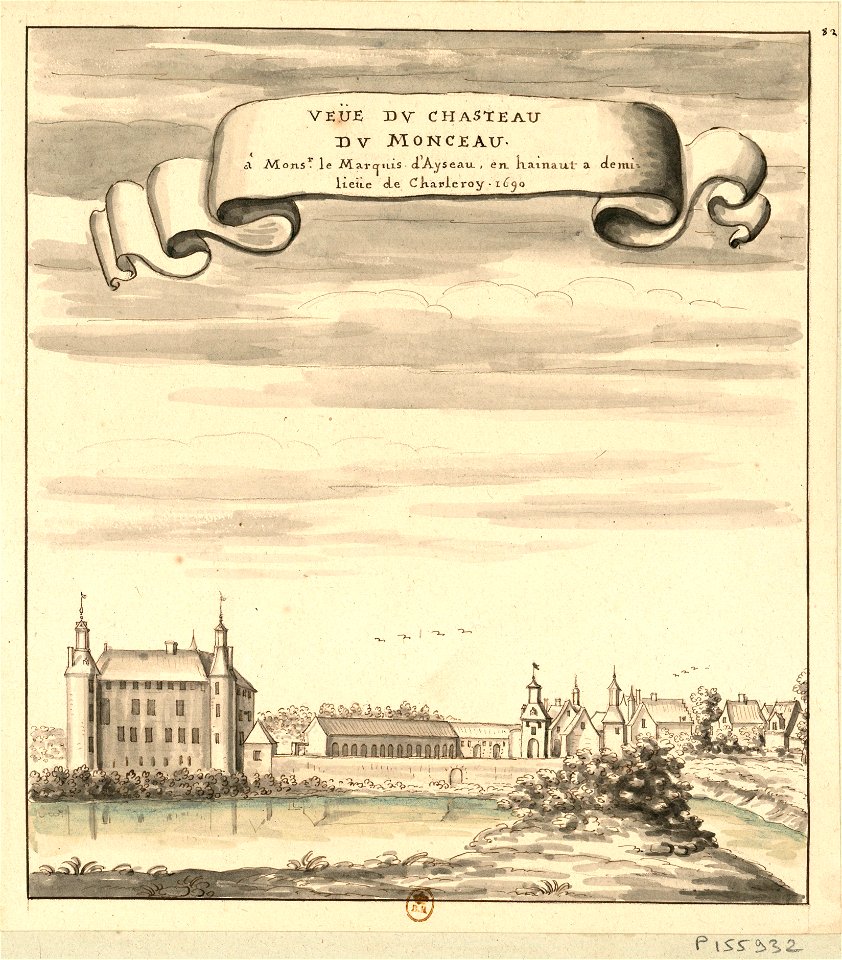 Monceau-sur-Sambre - vue du château - 1690