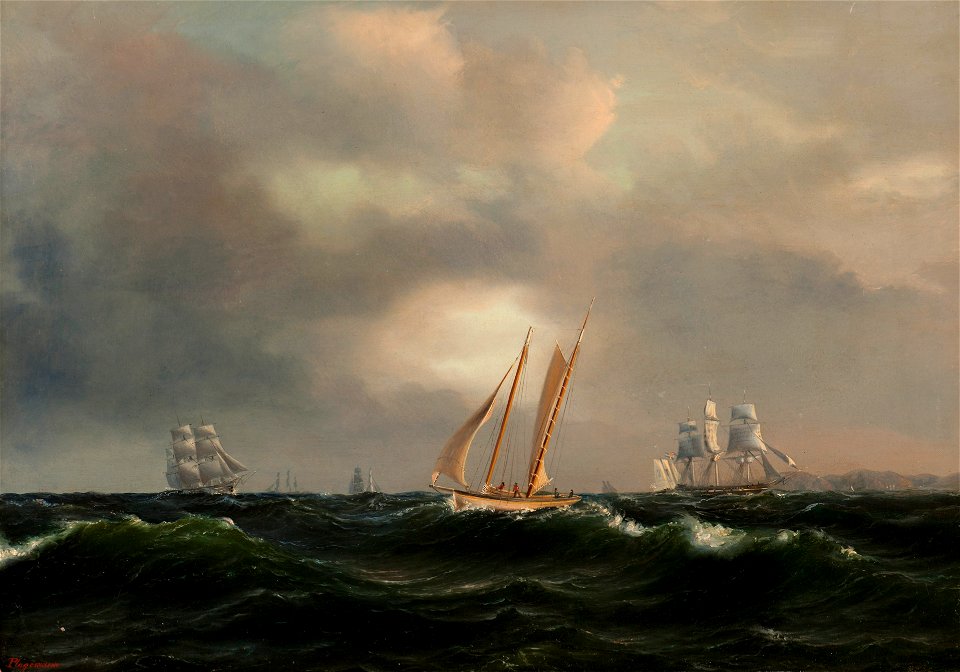 Marinmotiv-Korvett, skonare - Sjöhistoriska museet - O 11801