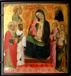 Mariotto di Nardo-La vierge et l'enfant avec six saints. Free illustration for personal and commercial use.