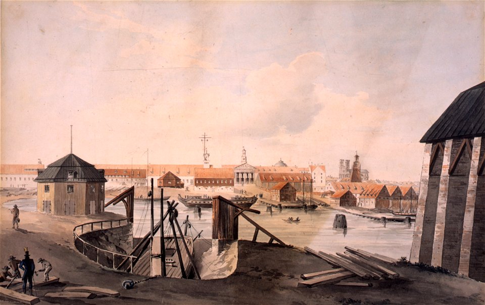 Marinmotiv-Skeppsvarv i Karlskrona ca 1780 - Sjöhistoriska museet - O 04138