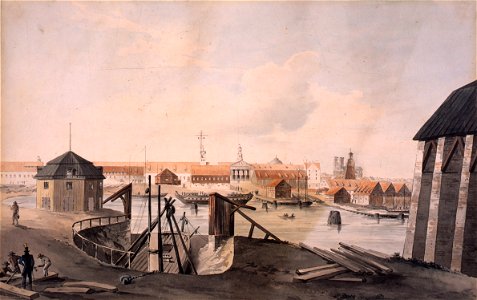 Marinmotiv-Skeppsvarv i Karlskrona ca 1780 - Sjöhistoriska museet - O 04138