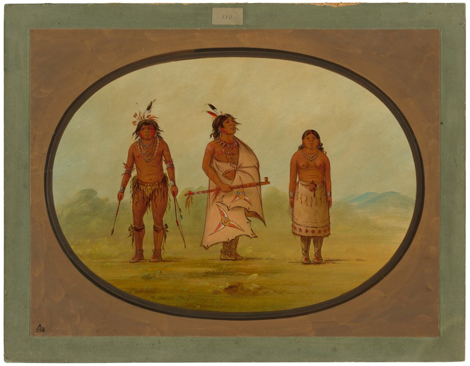 Mohave Chief, a Warrior, and His Wife C17007