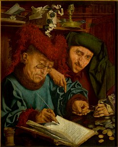 Marinus Claeszoon van Reymerswaele - Tax collectors - M.Ob.592 MNW - National Museum in Warsaw. Free illustration for personal and commercial use.