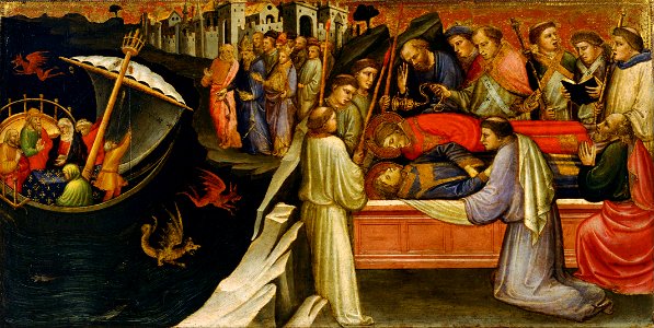 Mariotto di Nardo - Predella Panel Representing the Legend of St. Stephen- Devils Agitating the Sea as Giuliana Transpor... - Google Art Project