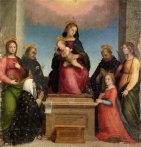 Mariotto di Bigio di Bindo Albertinelli - Maria mit Kind und den Hll. Katharina von Siena, Katharina von Alexandrien, Maria Magdalena, Dominik - GG 220 - Kunsthistorisches Museum