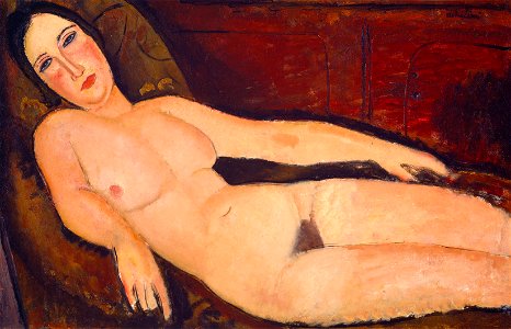 Amedeo Modigliani - Nude on a Divan (1918). Free illustration for personal and commercial use.