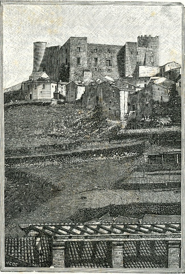 Moliteno veduta del castello xilografia