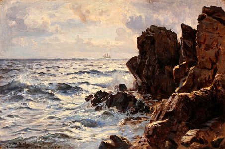 Christian Mølsted - A rocky coast at Kullen in Sweden (1910). Free illustration for personal and commercial use.