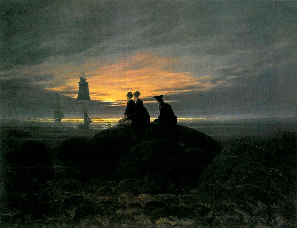 Mondaufgang am Meer (C D Friedrich) - Free Stock Illustrations | Creazilla