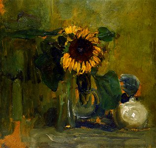 Mondrian - Still Life with Sunflower, 1907. Free illustration for personal and commercial use.