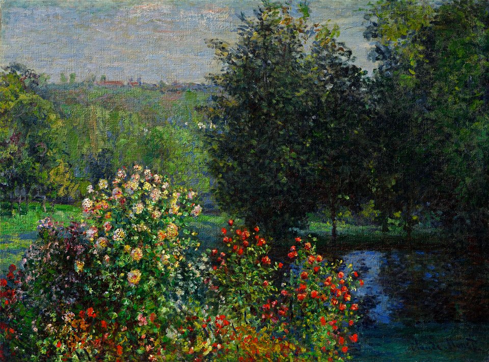 Monet - Rosenstraeucher im Garten von Montgeron