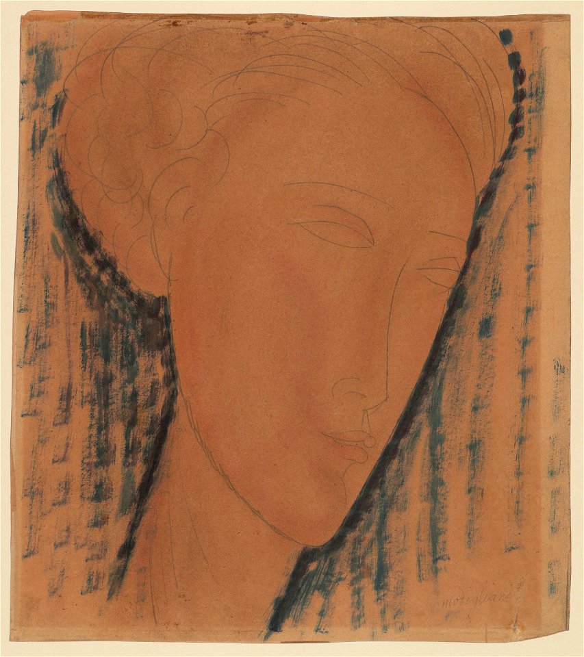 Amedeo Modigliani - Head of a girl (Courtauld Institute of Art). Free illustration for personal and commercial use.
