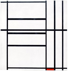 Composition No. 1 with Grey and Red 1938 (Composition with Red 1939) by Piet Mondrian. Free illustration for personal and commercial use.
