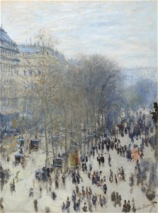 Claude Monet, 1873-74, Boulevard des Capucines, oil on canvas, 80.3 x 60.3 cm, Nelson-Atkins Museum of Art, Kansas City. Free illustration for personal and commercial use.