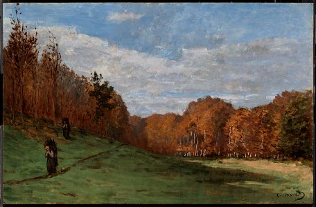 Monet - Woodgatherers at the Edge of the Forest, about 1863. Free illustration for personal and commercial use.