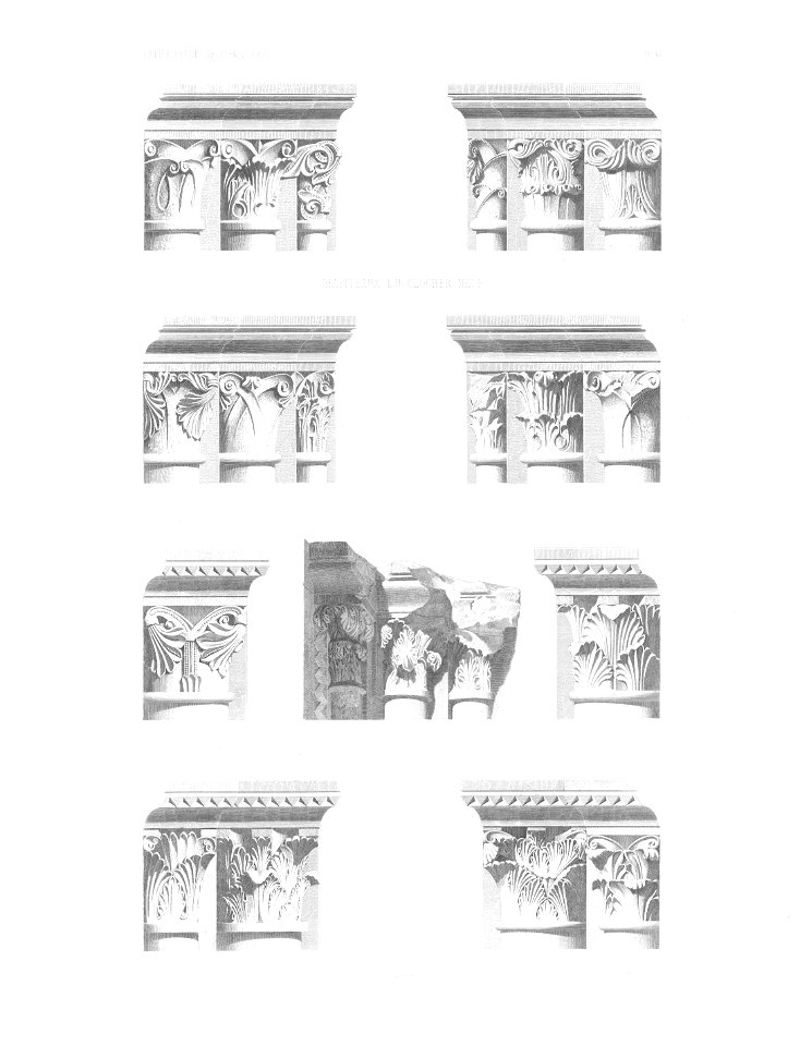 Monografie de la Cathedrale de Chartres - 27c Chapiteaux de vieux clocher - Gravure