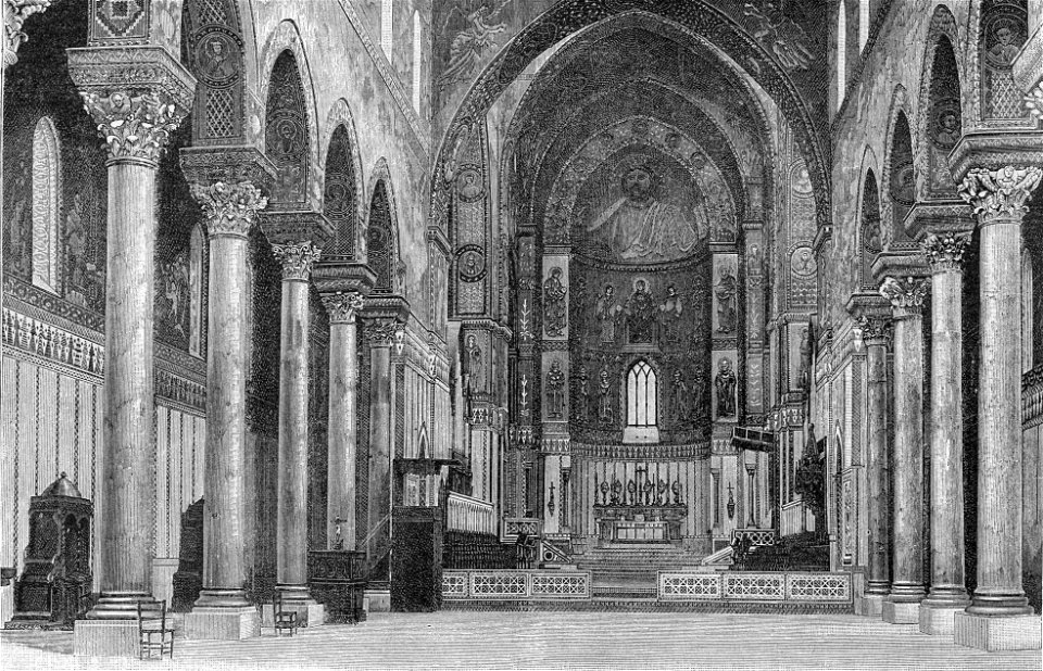 Monreale – Interno del Duomo (xilografia)