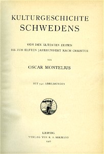 Montelius, Kulturgeschichte Schwedens (1906) title page