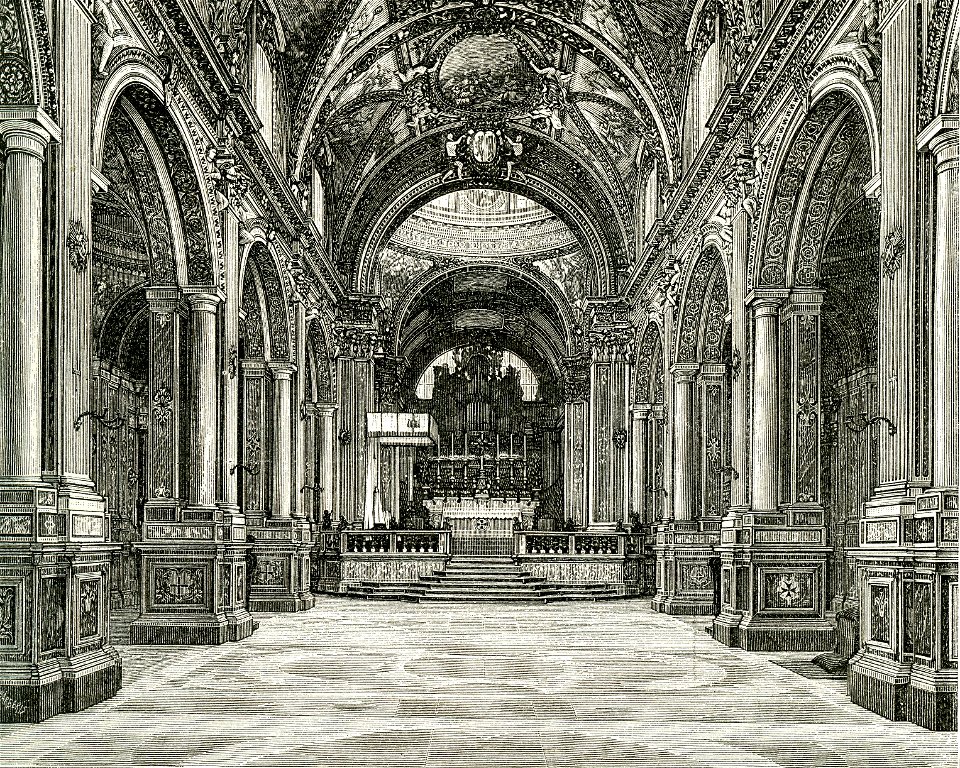 Montecassino interno della chiesa cattedrale (xilografia di Barberis 1898)