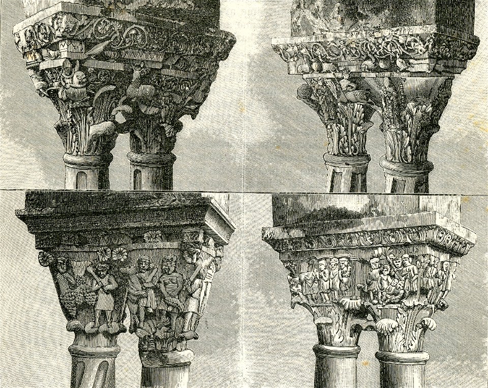 Monreale capitelli delle colonne del chiostro