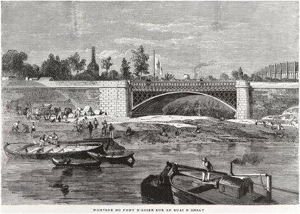 Montage du pont d'acier sur le quai d'Orsay
