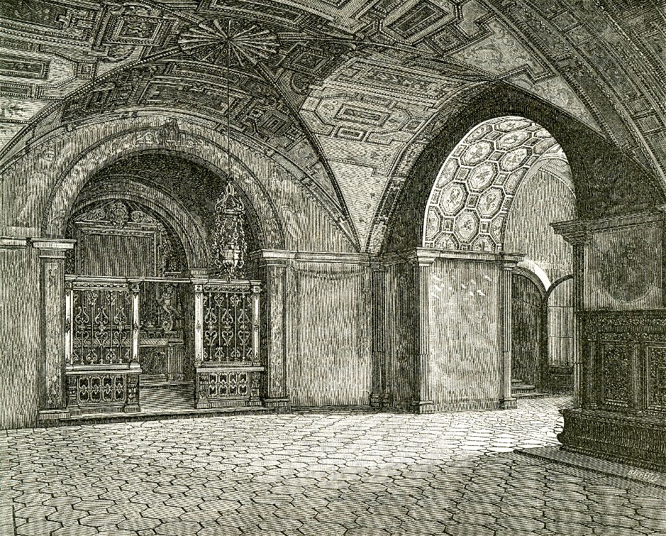 Montecassino chiesa cattedrale. Interno della chiesa sotterranea o cripta