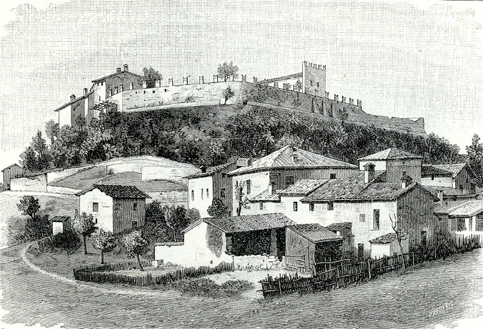 Montesegale antico castello xilografia di Barberis