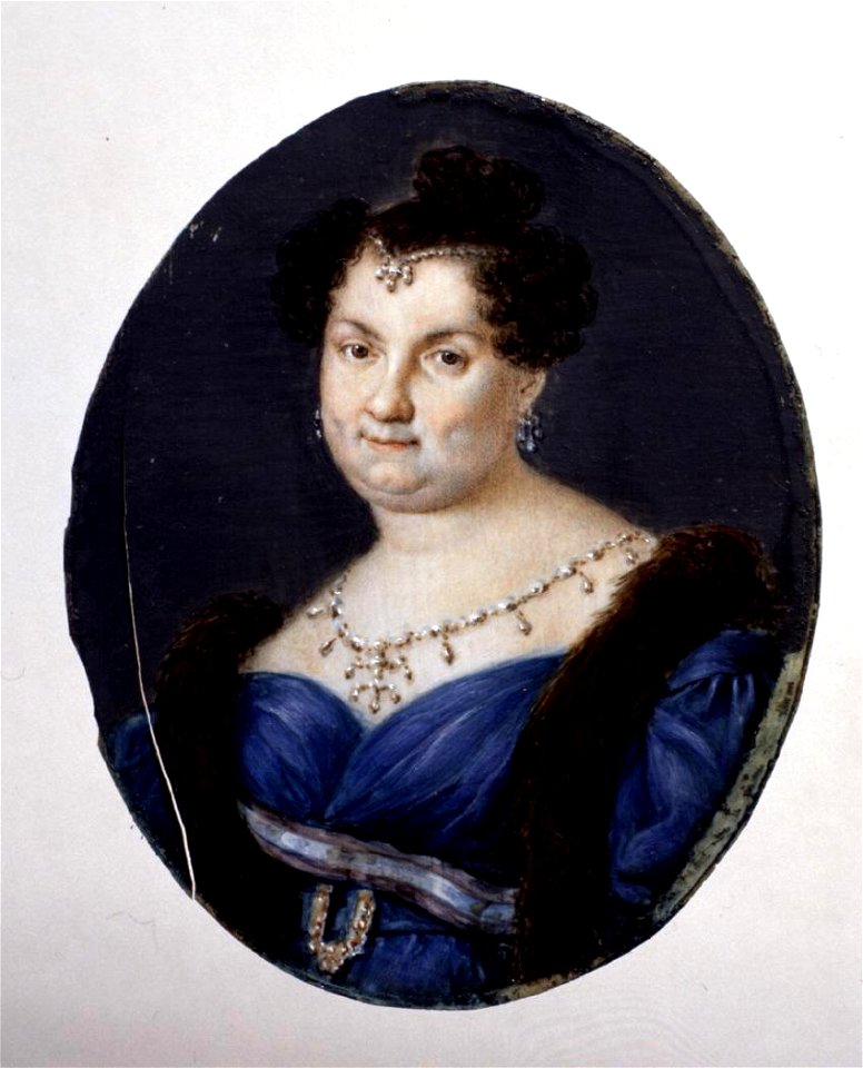 Miniature portrait of Maria Christina of the Two Sicilies (1806-1878), Queen Consort of Spain. Free illustration for personal and commercial use.